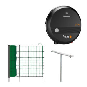 Kit con rete per conigli, cani, gatti, lontre elettrificatore P10, rete 50 m. altezza 65 cm